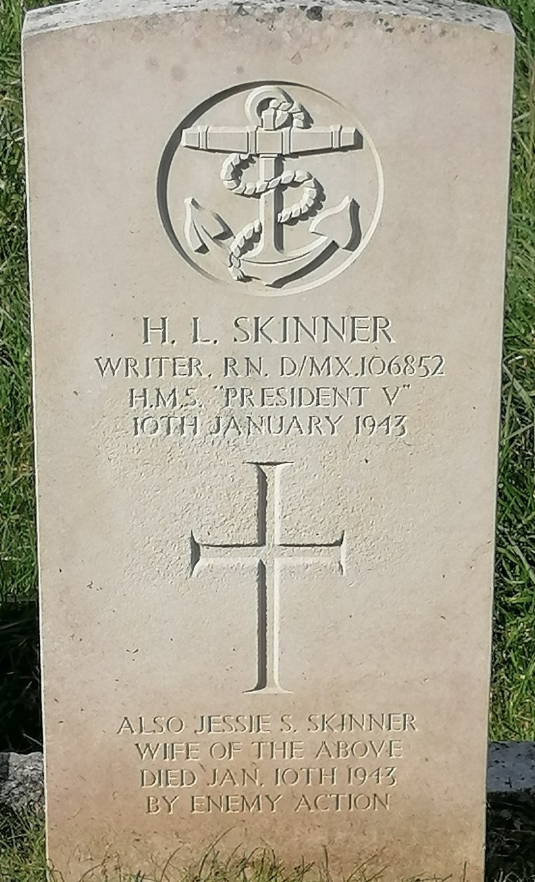 Writer Herbert Lionel Skinner, Royal Navy, H.M.S. President V, D/MX 106852