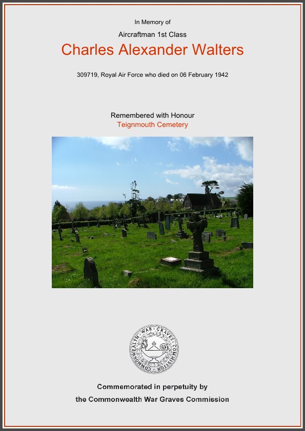 Aircraftman 1st Class Charles Alexander Walters Royal Air Force, 309719