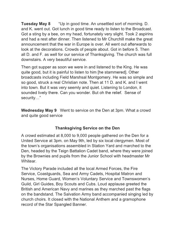 Memories VE Day 1945 Teignmouth part 2